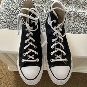 Black high top platform converse
